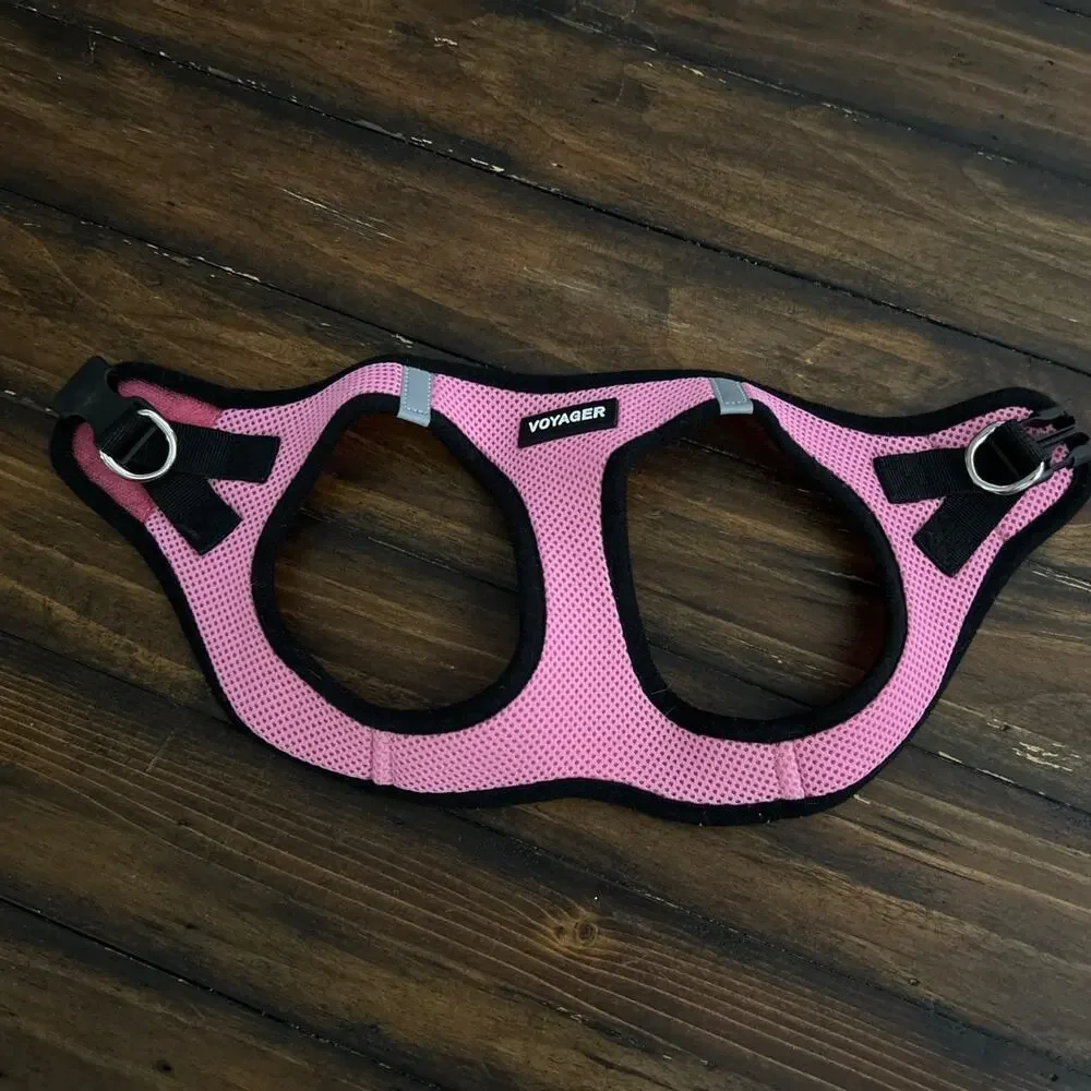 Voyager Dog Harness Padded Vest Medium Reflective No Pull Step-in Mesh Pink